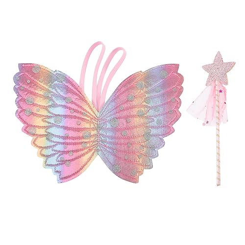 FUNNETOYU 1 Satz Engelsflügel Feenhafte Partydekorationen Kleinkindspielzeug Mädchenkleid Kostüm Plüsch Ballonbogen-kit Feenhafter Zauberstab Zauberstäbe Kostümzubehör Stoff Colorful von FUNNETOYU