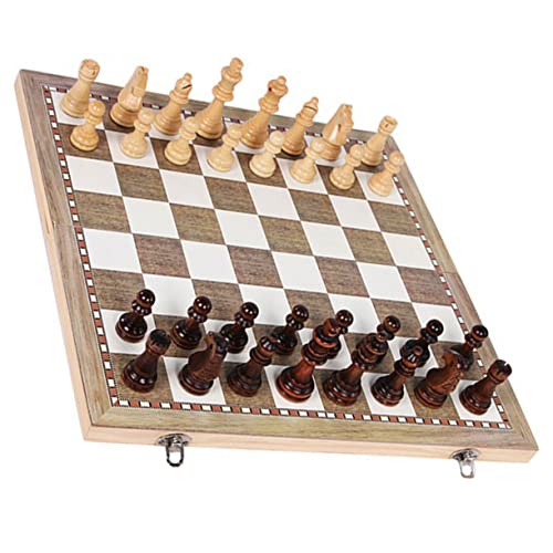 FUNNETOYU 1 Satz Faltbares Schachspielset aus Holz Schachbrett für Erwachsene Tragbares Faltbrett mit Aufbewahrungsbox für Strategisches und Spielspaß Überall von FUNNETOYU