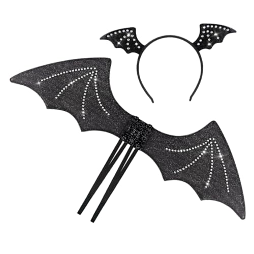 FUNNETOYU 1 Satz Gebohrte Fledermausflügel halloween foto requisiten karneval haarschmuck gruselig juwelenbesetzt Dasselbe Cosplay-Stirnband Cosplay Party Stirnbänder Flügel Eisendraht Black von FUNNETOYU