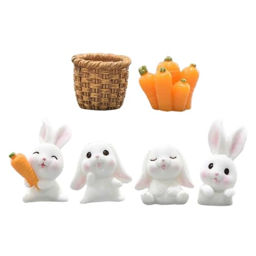 FUNNETOYU 1 Satz Häschen Figuren Teiliges Resin Deko mit Bambuskorb Karotten und Verschiedenen Hasen für Tischdeko Garten DIY und Ostern FUNNETOYU 1 Satz Häschen Figuren Teiliges Resin Deko mit Bambuskorb Karotten und Verschiedenen Hasen für Tischdeko Garten DIY und Ostern von FUNNETOYU