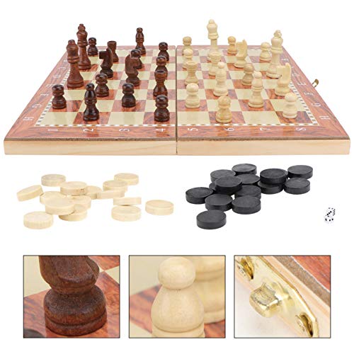 FUNNETOYU 1 Satz Holz Schachspiel Spielbrett für Familie und Klappbar und Tragbar Perfektes Gedächtnis und Logikfähigkeiten von FUNNETOYU