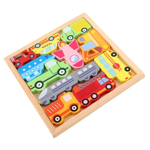FUNNETOYU 1 Satz Holzpuzzle Fahrzeugset für Kleinkinder Teiliges Lernspielzeug zur Frühkindlichen Fördert Kognitive Fähigkeiten und Kreative Problemlösungen für Familienaktivitäten von FUNNETOYU