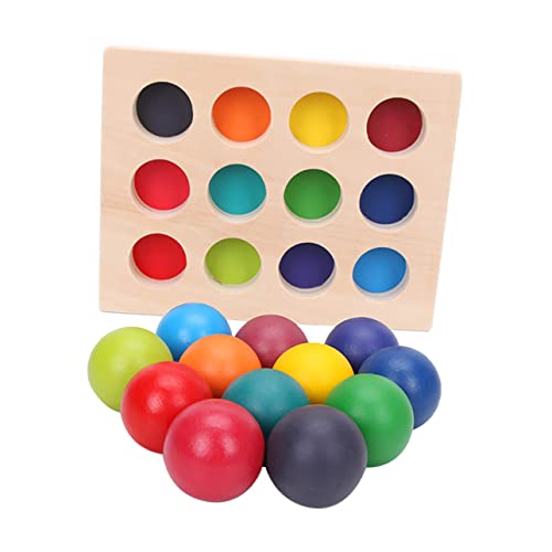 FUNNETOYU 1 Satz Holzspielzeug Für Die Frühe Bildung Farbe Identifizieren Farbkugeln Aus Holz 12 Farben Identifizieren Lernspielzeug Aus Holz Bildungsspielzeug Hölzern von FUNNETOYU