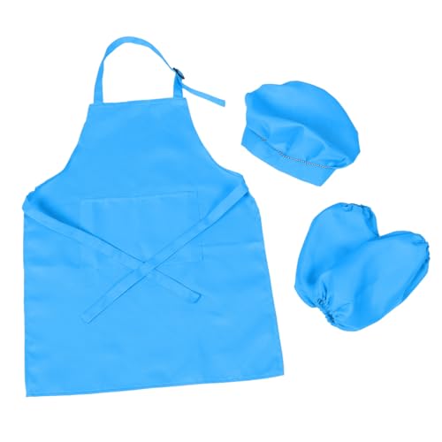 FUNNETOYU 1 Satz Kinderschürze Küchenzubehör Für Kochschürze Backen Schürzen Kinderkoch Taille Koch Kostüm Kochen Malerei Schürze Für Malschürze Sky-Blue Polyester von FUNNETOYU