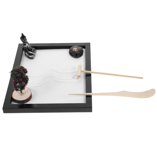 FUNNETOYU 1 Satz Meditations Sandgarten Zen Garten Deko für Yoga Entspannung Micro Landschaft mit Buddha Figur Dekoratives Sand für Schreibtisch Zuhause von FUNNETOYU