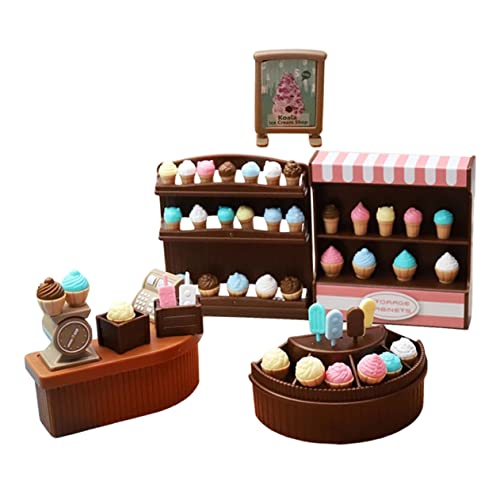 FUNNETOYU 1 Satz Mini-Eisdiele für kinderspielzeug Weihnachten wichtelgeschenk Weihnachten Anzeige Puppe interessantes Miniaturmodell Mini-Eisdekoration Plastik von FUNNETOYU