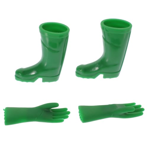 FUNNETOYU 1 Satz Miniatur Puppenhaus Zubehör Grünes Regenstiefel und Handschuhe Modell für Puppenhaus Dekoration und DIY von FUNNETOYU