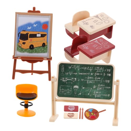 FUNNETOYU 1 Satz Miniatur Set für Puppenhaus Klassenzimmer Zubehör mit Tisch Stuhl und Tafel Dekorative Miniatur Lehrmittel für Kreatives FUNNETOYU 1 Satz Miniatur Set für Puppenhaus Klassenzimmer Zubehör mit Tisch Stuhl und Tafel Dekorative Miniatur Lehrmittel für Kreatives von FUNNETOYU