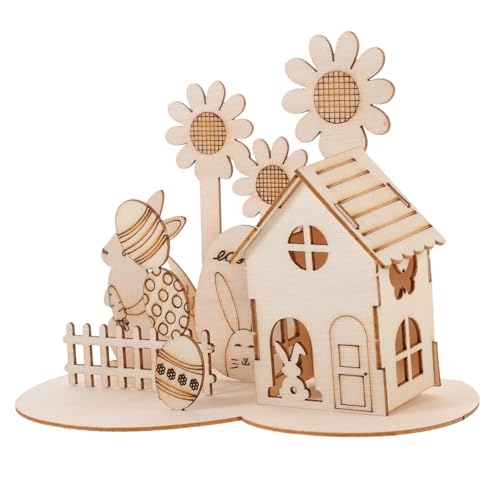 FUNNETOYU 1 Satz Osterei-Dekoration Puzzlematte Holzpuzzles für Ostern 3D-Puzzle- Osterspielzeug für Kleinkinder 3D-Puzzle- aus Holz 3D-Montagepuzzle Khaki von FUNNETOYU