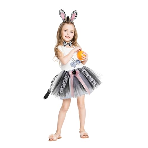 FUNNETOYU 1 Satz Rock Anzug Zebraohren, Stirnband Und Ballettröckchen Halloween Kleid Zebra-kostüm Stirnband Mit Zebraohren Stirnbänder Für Cosplay Polyester (Polyester) von FUNNETOYU