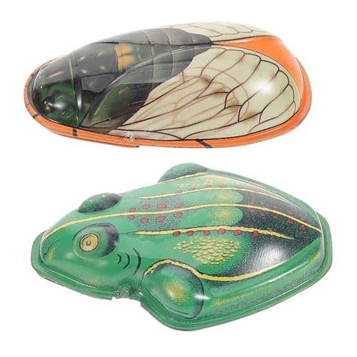 FUNNETOYU 1 Satz nostalgisches Frosch Sammlerobjekte Dekoratives sammlerstücke Tiere Mini lustiges Tierspielzeug Retro-Blechspielzeug Weißblech von FUNNETOYU