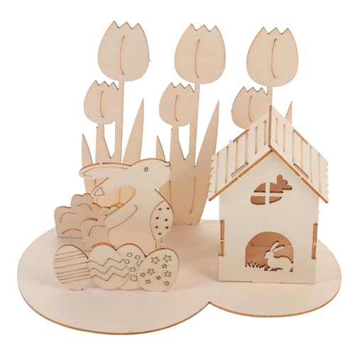 FUNNETOYU 1 Set 3D Puzzle Kaninchen Osterparty Montagespielzeug DIY Montagepuzzle Osterspielzeug 3D Montagepuzzle Kleinkind Lernpuzzlespielzeug Kinderpuzzlespielzeug Lernpuzzle Holz von FUNNETOYU