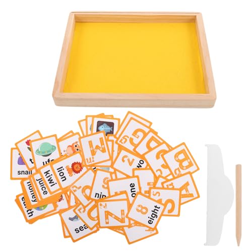 FUNNETOYU 1 Set Holzsandschale Montessori Briefnummer Schreiben Sandschale Mit Holzstift Für Frühe Bildungspflanztiere Vorschulklassenzimmer Lernen von FUNNETOYU