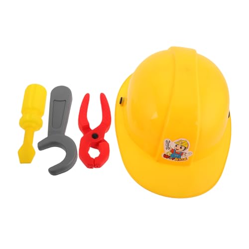 FUNNETOYU 1 Set Ingenieur Set Zange Bauhelm Pretend Play Reparaturwerkzeuge Schutzhelm Handgefertigte Sicherheitsschere Reparaturset Aus Kunststoff von FUNNETOYU