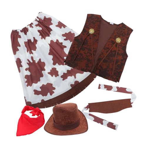 FUNNETOYU 1 Set Western-cowgirl-kostüm Für Kinder: Piraten-outfit-anzug Zum Verkleiden – Inklusive Hut, Weste, Bandana Und Rock Für Mädchenpartys, Halloween, Rollenspiele, Renaissance, von FUNNETOYU