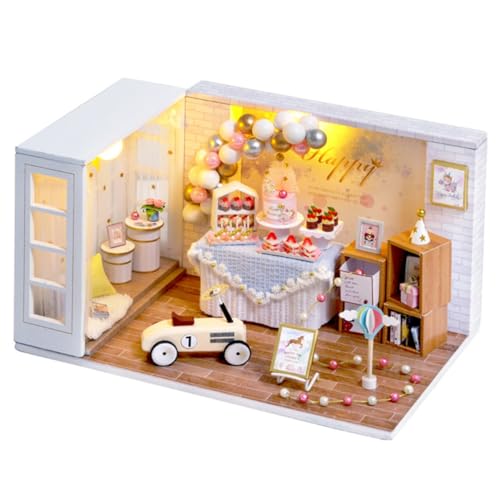FUNNETOYU 1 Stück DIY Kits bastelmaterial für für BFF zu Weihnachten ausgefallene Weihnachten holzkit Miniaturen Bausätze Miniatur DIY Mini-Wohnung hölzern von FUNNETOYU