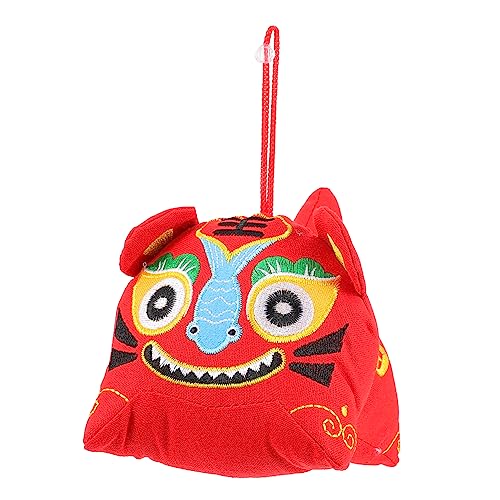 FUNNETOYU 1 Stück Tigerpuppe wohnzimmerdeko glucksbringer Dekofigur Tiger Kuscheltier Tiger Tiger-Party-Dekoration Festival-Puppenverzierung Retro-Heimdekoration Glückspuppen Stoff rot von FUNNETOYU