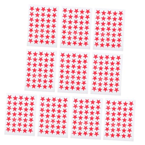 FUNNETOYU 10 Blatt Rote Belohnungsstern Aufkleber Selbstklebende Stern Labels für Schule Kindergarten Basteln und Dekoration Leicht Tragbar und Vielseitig Einsetzbar von FUNNETOYU