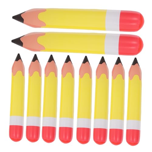 FUNNETOYU 10 Stück Aufblasbare Bleistift Deko Lustige Geburtstagsfeier Dekoration PVC Bleistift Luftballons für Party Zubehör Gelb für Schul und Gartenfeiern von FUNNETOYU