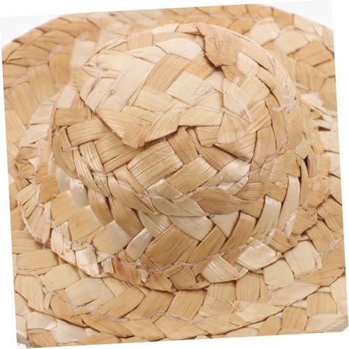 FUNNETOYU 10 Stück Babystack Hüte DIY Bastelhüte DIY Miniatur Sombrero Hüte Winzige Puppendekorationen Puppenhaus Kleiner Strohhut Mini von FUNNETOYU