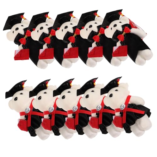 FUNNETOYU 10 Stück Dr. Bärenpuppe Miniatur-abschlussbär Bärenpuppen Abschlussbär 2023 Abschlussblumenbär Blumenstraußzubehör in Bärenform Abschlussbär Schmücken Zarter Graduierungsbär Vlies von FUNNETOYU