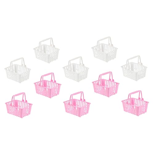 FUNNETOYU 10 Stück Puppen-einkaufskorb Miniatur Gefälscht Dekorativ Mini House Decor Mini-Korb Aus Kunststoff Entzückender Mini-Korb Mini-hausversorgung Plastik von FUNNETOYU
