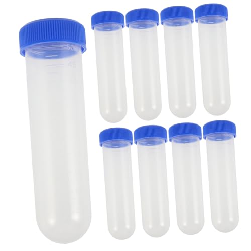 FUNNETOYU 10 Stück -Reagenzglas experimente Chemische Experimente Teströhre Labor Lagerung Teströhre Stuhlbehälter 50 ml Zentrifugenröhrchen Plastik Blue von FUNNETOYU