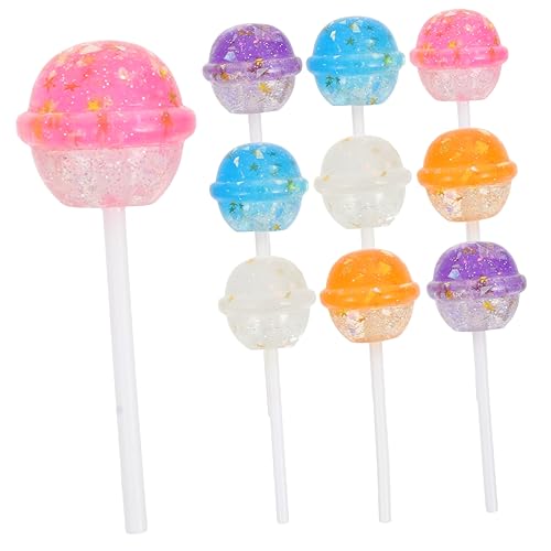 FUNNETOYU 10 Stück Teiliges Falsche Lutscher Deko Glitzernde Harz Candy Requisiten für Party Langlebig Farblich Gemischt Kreatives Fotoaccessoire und DIY Material für Bastelprojekte von FUNNETOYU