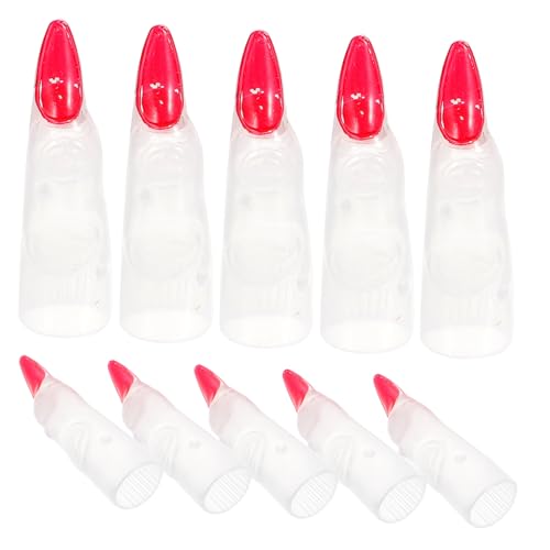 FUNNETOYU 10 Stück Teiliges Halloween Nachtleuchtende Hexenfinger Nagelüberzüge Falsche Finger für Gruselige Kostüm Accessoires für Cosplay Horror und Themenpartys Halloween Dekoration von FUNNETOYU
