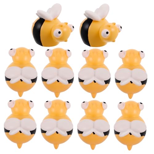FUNNETOYU 10 Stück Teiliges Mini Bienen Figuren aus Resin Handbemalt Detailreiche Kleine Bienen für DIY Basteln Feengarten und Mooslandschaft Dekoration Kompakt für Puppenhaus und von FUNNETOYU