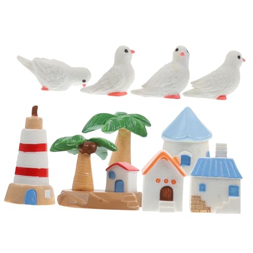 FUNNETOYU 10 Stück Teiliges Mini Dekorationen für Micro Landschaft Vielseitige Strand und Inselhaus Ornamente Detaillierte Miniatur DIY Accessoires für Puppenhaus und Feengarten Tischdeko von FUNNETOYU