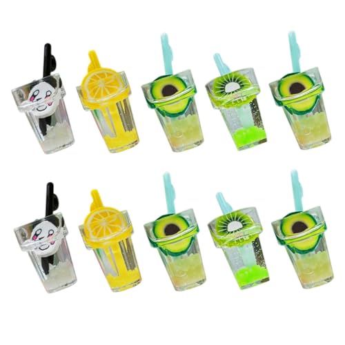 FUNNETOYU 10 Stück Teiliges Mini Getränkeflaschen Puppenhaus Deko Kunststoff Farbig Gemischt Lebensecht Miniaturflaschen für DIY Puppenhäuser Spielset von FUNNETOYU