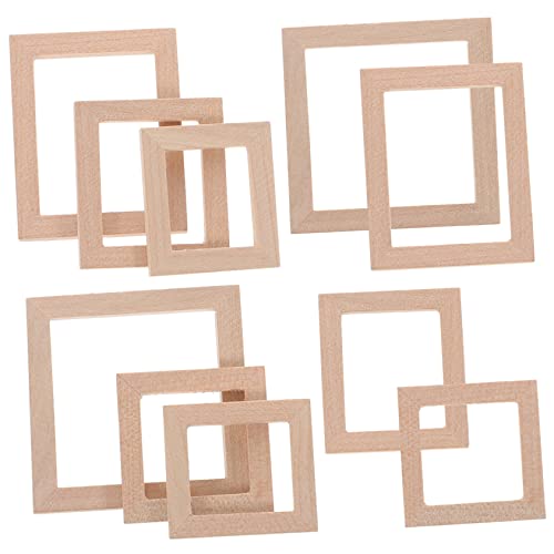FUNNETOYU 10 Stück Teiliges Mini Holz Bilderrahmen für Puppenhaus Dekoration Handgefertigt Langlebig Poliert Leichter Miniatur Fotorahmen für DIY Puppenmöbel und Mikrolandschaft von FUNNETOYU