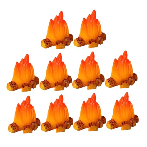 FUNNETOYU 10 Stück Teiliges Mini Lagerfeuer Modell Realistisches Harz Feuer dekor Bunte Miniatur Lagerfeuer Deko für DIY Puppenhaus Garten und Mikro Landschaft Lebensecht und Vielseitig von FUNNETOYU