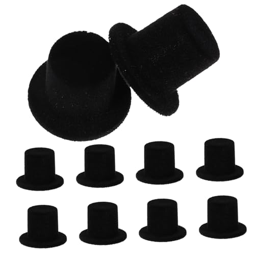 FUNNETOYU 10 Stück Teiliges Mini Zylinderhüte aus Resin und Flockstoff Langlebige Puppen Accessoires für DIY Bastelarbeiten und Weihnachtsdeko als für Bastelfans und Puppensammler von FUNNETOYU