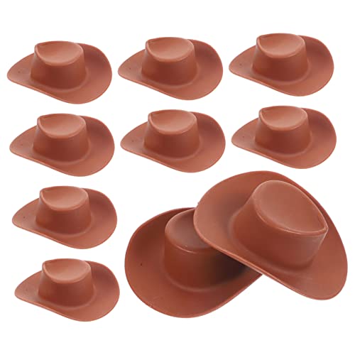 FUNNETOYU 10 Stück Teiliges Mini cowboyhut Kunststoff Dekorative Mini hüte für Puppenhaus Bastelbedarf für Miniatur Western Dekoration Geeignet für Jungen und Mädchen von FUNNETOYU