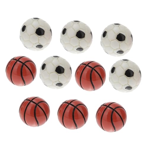 FUNNETOYU 10 Stück Teiliges Miniatur Fußball Basketball Modell Set aus Widerstandsfähigem Resin Detailgetreue Mini Balls als Zauberhafte Dekoration für Puppenhäuser und Kleine Spielfelder von FUNNETOYU
