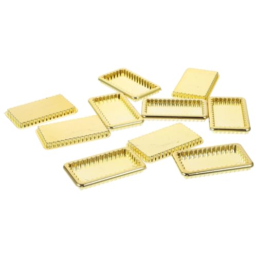FUNNETOYU 10 Stück Teiliges Miniatur Geschirr Goldfarbene Kleine Teller Puppenhaus Zubehör Realistische Miniaturplatten für Küchendekor DIY Modelle und Puppenhaus Dekoration von FUNNETOYU