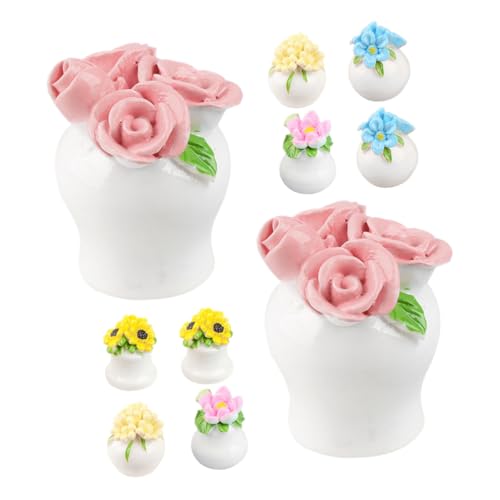 FUNNETOYU 10 Stück Teiliges Miniatur Pflanzen Realistische Mini Topfpflanzen Detailreiche Mini Pflanzendekoration für Puppenhaus Miniaturgarten und Sandtisch Vielseitig Einsetzbar von FUNNETOYU