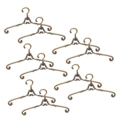 FUNNETOYU 10 Stück Teiliges Miniatur Puppenkleiderbügel aus Metall Vintage Stil Glatte Oberfläche ohne Grate für Puppenschrank und Puppenhaus Zubehör von FUNNETOYU