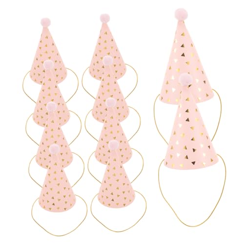 FUNNETOYU 10 Stück Teiliges Partyhüte Kleine Geburtstagskegel mit Pompom Papierhut für Kindergeburtstag und Partydekoration Elastisch und Bequem Geeignet für Frauen und Männer von FUNNETOYU