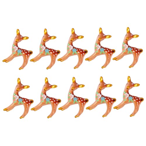 FUNNETOYU 10 Stück Teiliges Resin DIY Miniatur Bonsai mit Hirsch Figuren Bunte Micro Landschafts Ornamente für Zuhause Büro Garten Lebendige Tischdekoration von FUNNETOYU