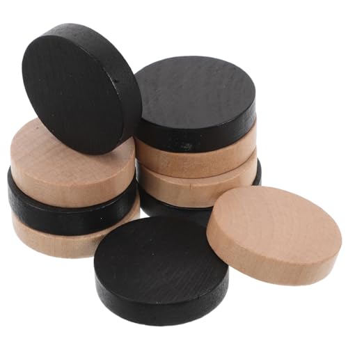 FUNNETOYU 10 Stück Teiliges Sling Puck Spiel Zubehör Große Holzschachfiguren Schwarz Naturfarben für Familienspiele Teens Interaktives Partyspiel Erweiterung von FUNNETOYU