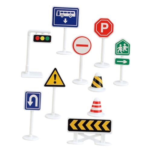 FUNNETOYU 10 Stück Teiliges Verkehrsschilder Spielset für Leichte Verschleißfeste Lernspielzeuge zur Verkehrssicherheit Kompakt und Praktisch für Fantasievolles und Pädagogische Nutzung von FUNNETOYU