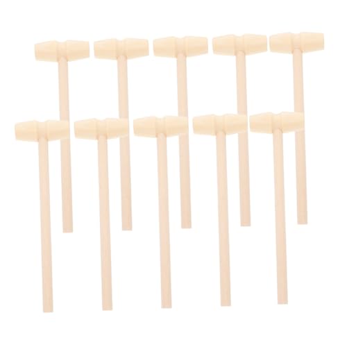 FUNNETOYU 10 Stück hölzerner Hammer Babyspielzeug Spielzeughammer Bildungsspielzeug Kleinkindspielzeug Kleiner Kinderhammer Hammerschlagspielzeug Hämmern für Bambus von FUNNETOYU