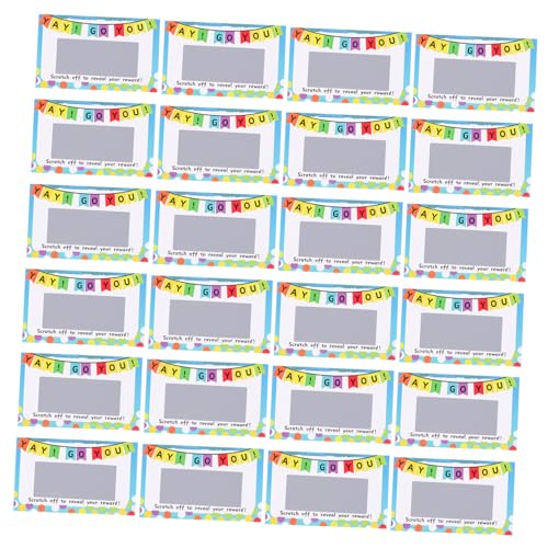 FUNNETOYU 100 Stück Rubbelkarten Ausschnitte Rubbelaufkleber Bausätze aufdecken leer bastelkarten geburtstagskarten partygeschenke Stickerspiel abrubbeln Party-Rubbelspiel Papier von FUNNETOYU