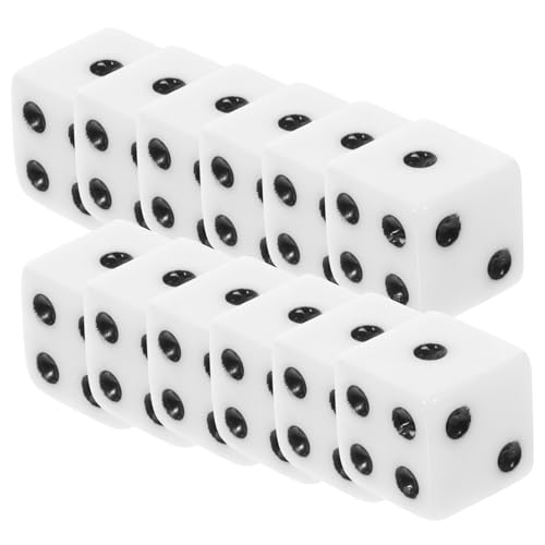 FUNNETOYU 100 Stück Teiliges Acryl Spielwürfel Weiße Würfel mit Schwarzen Punkten Sechseitige Würfel für Brettspiele Party Deko Leicht Robust für Spiel und Mathematikspiele von FUNNETOYU