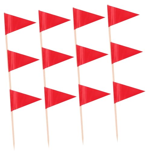 FUNNETOYU 100 Stück Zahnstocher-Flagge dekorative Zahnstocher für Vorspeisen Cupcake-Flags für Vorspeisen Papier rot von FUNNETOYU
