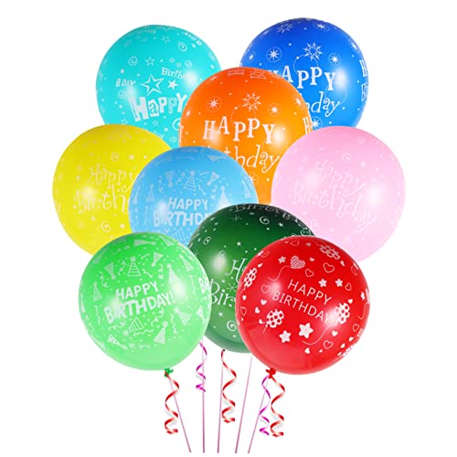 FUNNETOYU 100 Teiliges Set „Happy Birthday“ Ballons Geburtstagsparty Ballons Heliumballons Kindergeburtstagszubehör Gastgeschenke Geburtstagsparty Zubehör Deko Ballon Emulsion von FUNNETOYU
