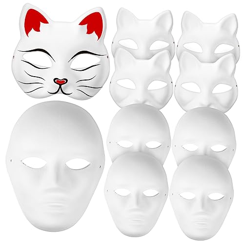 FUNNETOYU 10Stücke DIY Katzenmaske Teiliges Weiße Papiermasken zum Bemalen für Karneval Halloween und Cosplay Kreative Anpassbare Designs für Rollenspiele und Kostümpartys FUNNETOYU 10Stücke DIY Katzenmaske Teiliges Weiße Papiermasken zum Bemalen für Karneval Halloween und Cosplay Kreative Anpassbare Designs für Rollenspiele und Kostümpartys von FUNNETOYU